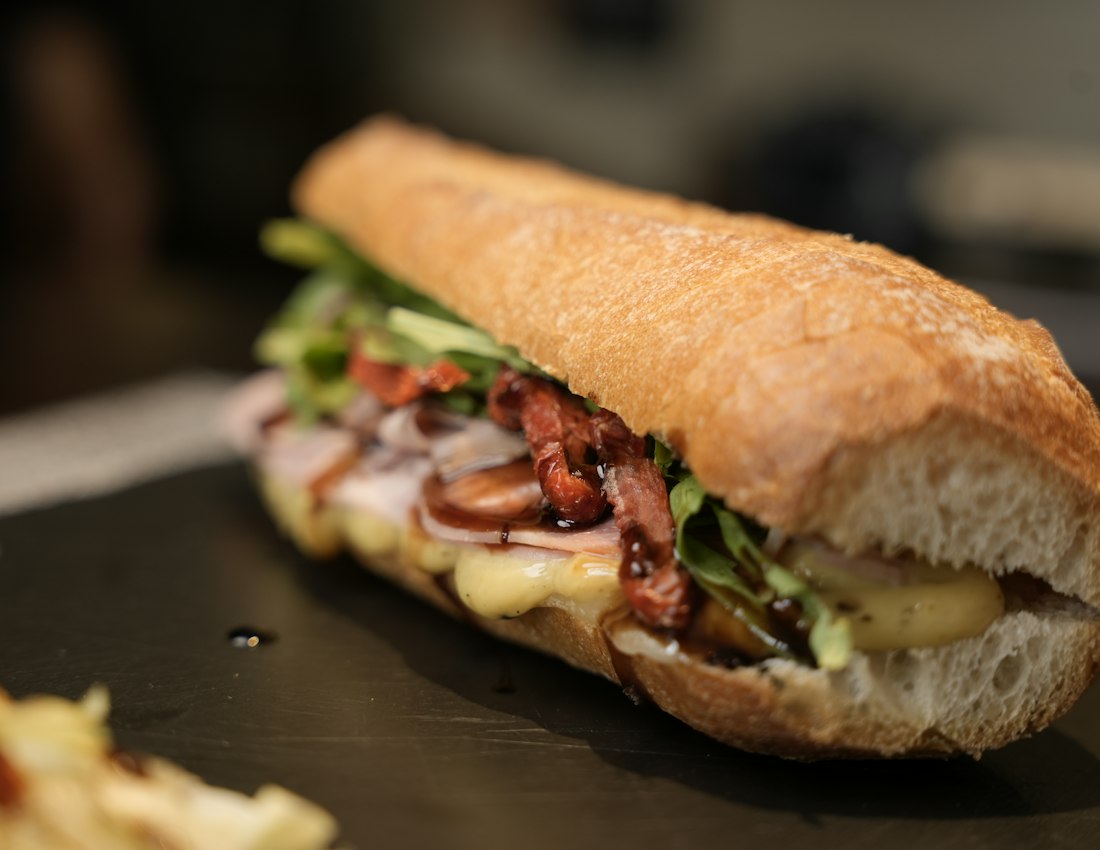 A freshly made baguette with a crisp crust